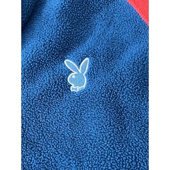Playboy By PacSun Playboy University Jacket Mens Small Blue Red Fleece 1/4 Zip - Picture 4 of 9